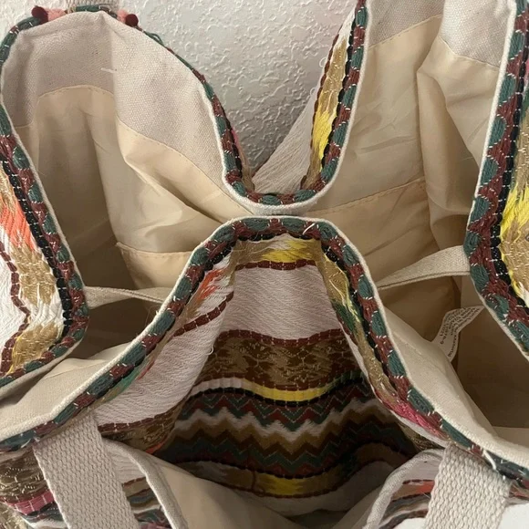 Multicolor Patterned Tote Bag - Picture 9 of 11